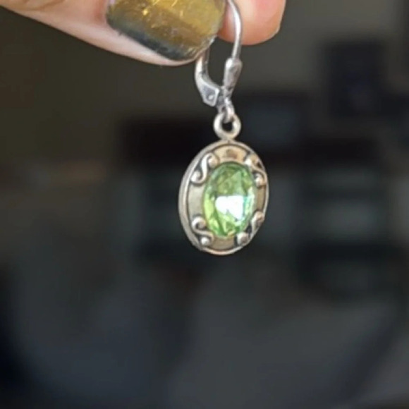 Sterling silver and green peridot French wire earrings from Sundance - Picture 7 of 7